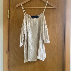 BLUE RAIN • Cream Color Flowy Cold Shoulder Top - Size S
